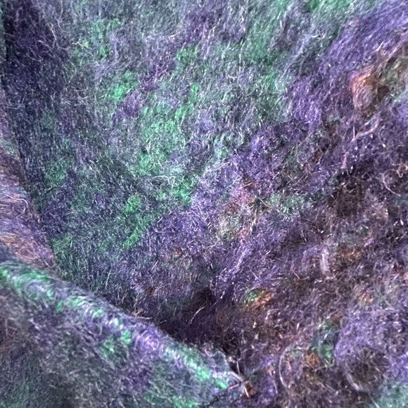 Vintage 60s/70s Freedom Wear by Treas Ni Riain Mohair Plaid Jacket/Coat XL Blue - Picture 7 of 12